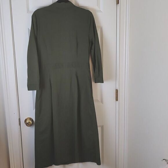 J. McLaughlin Wrap Dress 3/4 Length Sleeves Notched Lapel Green Size L - Picture 8 of 11